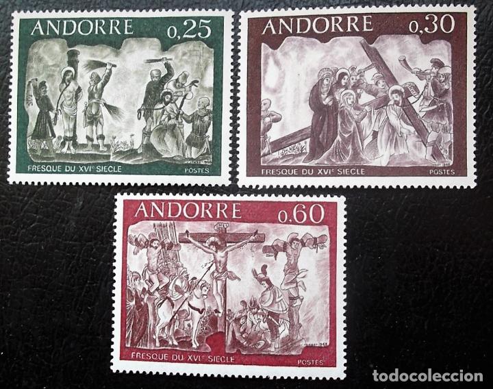 Sellos: Andorra Francesa. 191/93 Frescos de la Casa de los Valles (II). 1968. Sellos nuevos y numeraci&oacute;n Yve