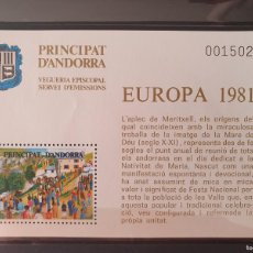 Sellos: HOJA BLOQUE EUROPA 1981 ANDORRA VEGUERIA EPISCOPAL