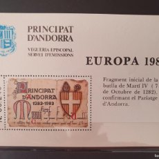 Sellos: HOJA BLOQUE EUROPA 1982 ANDORRA VEGUERIA EPISCOPAL