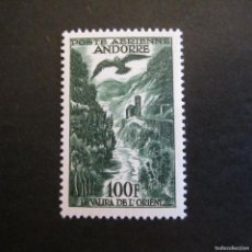 Sellos: ANDORRA ANDORRE FRANÇAISE AEREO, 1955-57 YVERT Nº 2 , PAISAJES. FIJASELLOS