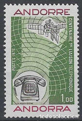 Sellos: ANDORRA FRANCESA 1976 - CENTENARIO DEL TEL&Eacute;FONO - MSG - Foto 1