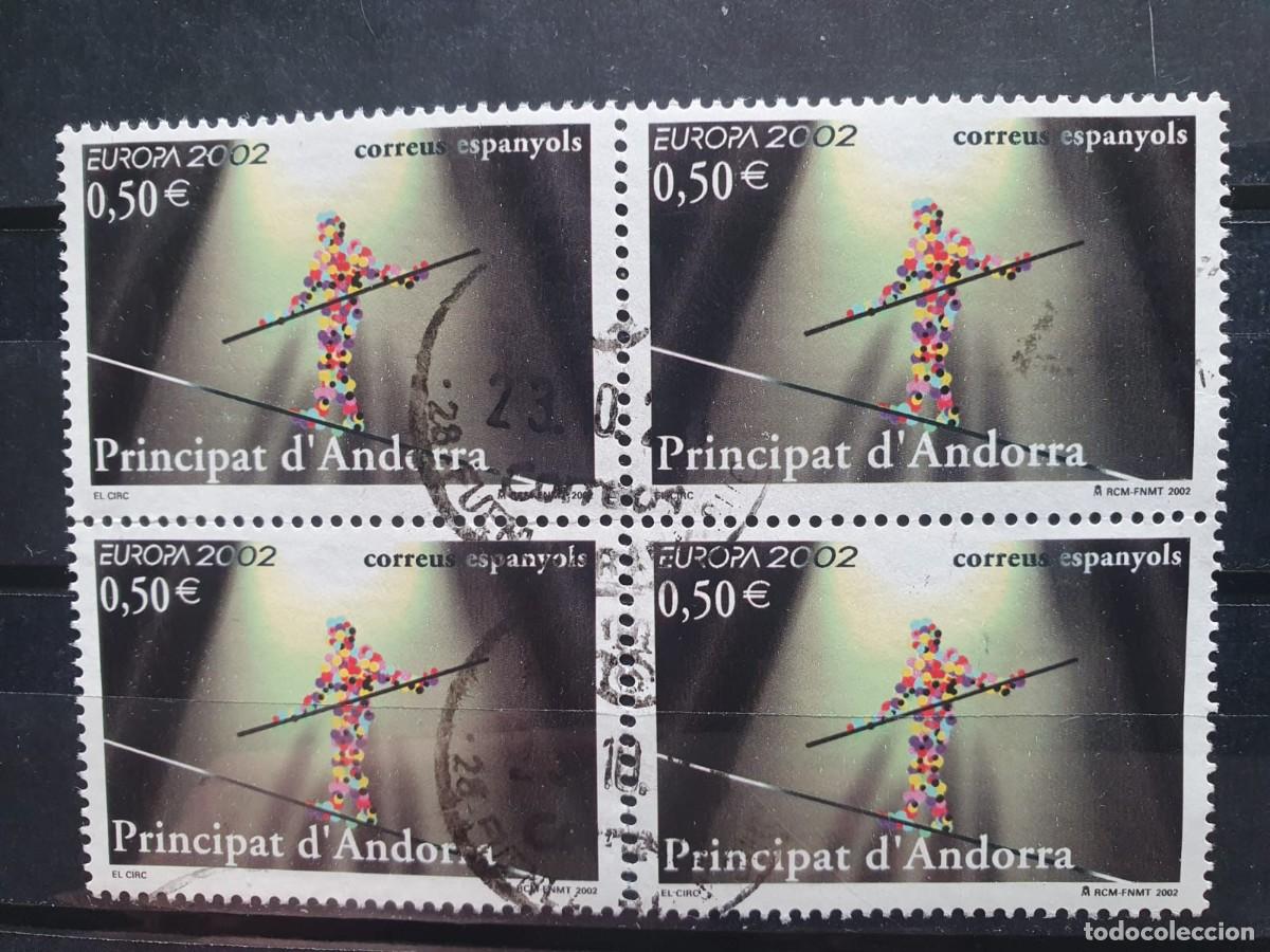 Sellos: BLOQUE DE 4 ANDORRA 2002 USADO - Foto 1
