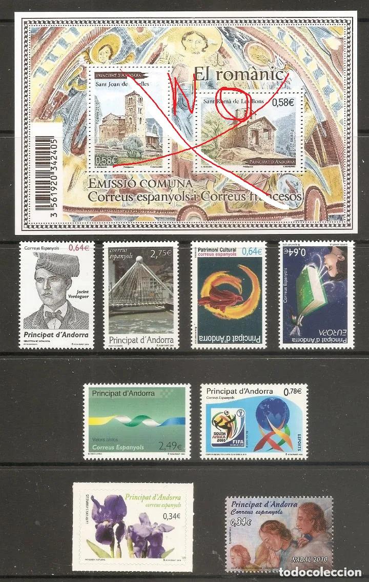 Sellos: ANDORRA 2010. SON LOS 8 SELLOS. FALTA LA HOJA BLOQUE.
