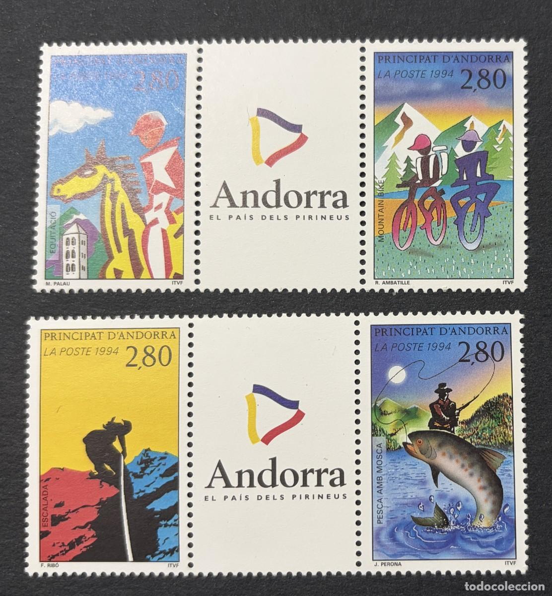 Sellos: ANDORRA FRANCESA, 1994. YVERT 447/50. DEPORTES. SERIE COMPLETA. NUEVOS. SIN FIJASELLOS