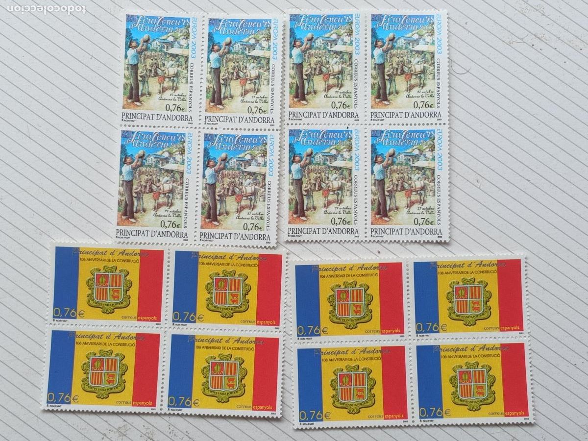 Sellos: Andorra. 4 bloques nuevos de 4 sellos de 0,76 E