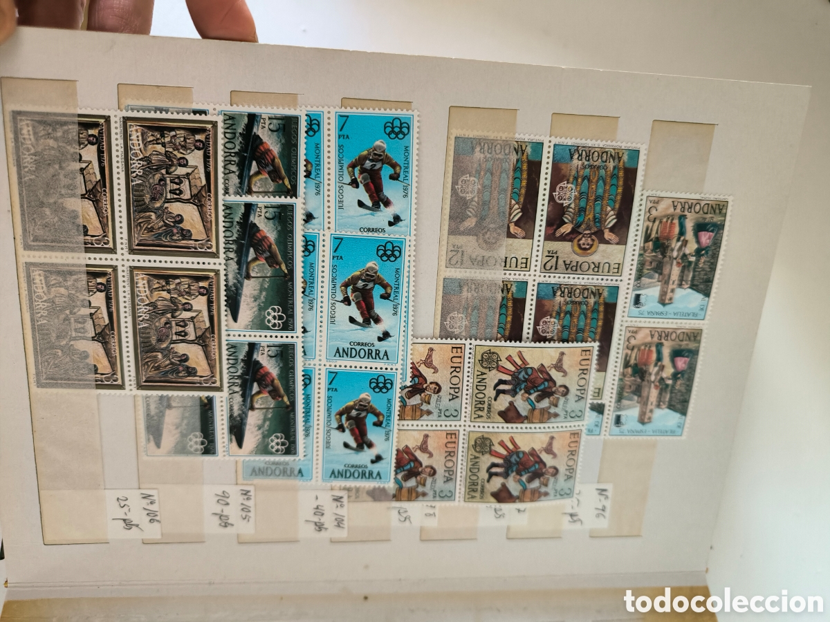 Sellos: Andorra 154 bloques de 4 nuevos+ 33 sueltos (18 usados