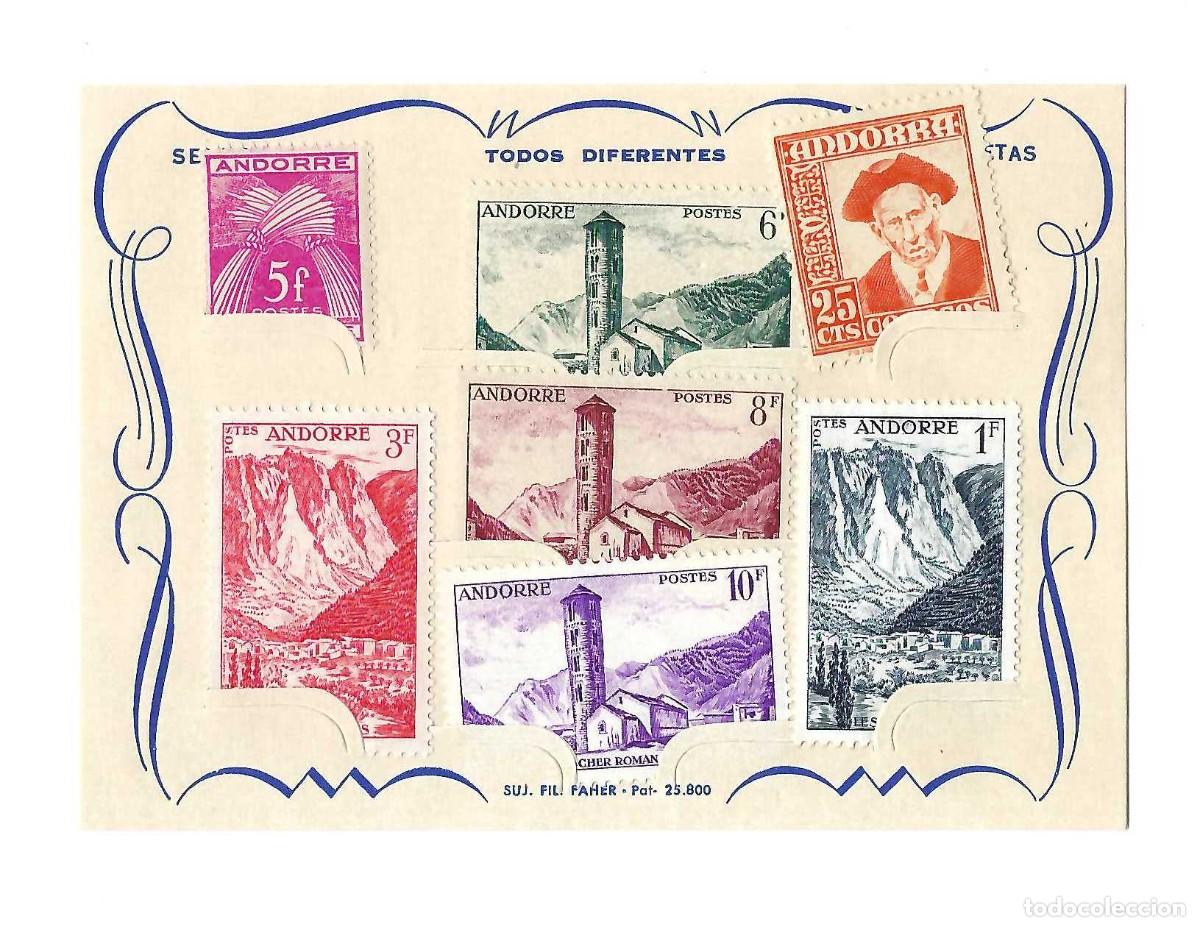 Sellos: MINI HOJA CON 7 SELLOS DE ANDORRA. FAHER. A&Ntilde;OS 40- 50 (NUEVOS)