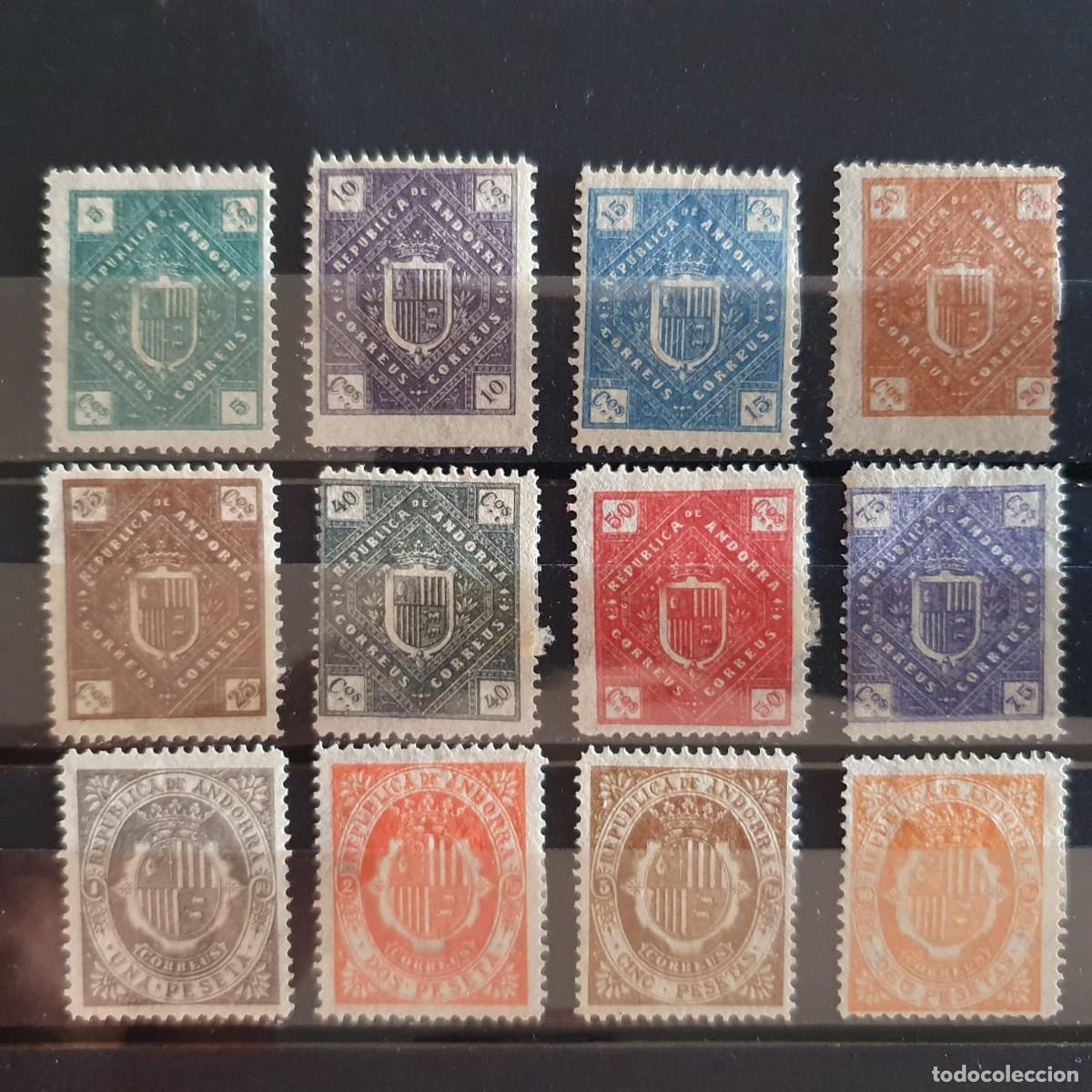 Timbres: ANDORRA 1875 SERIE COMPLETA EDIFIL NE 1 * A NE 12 *