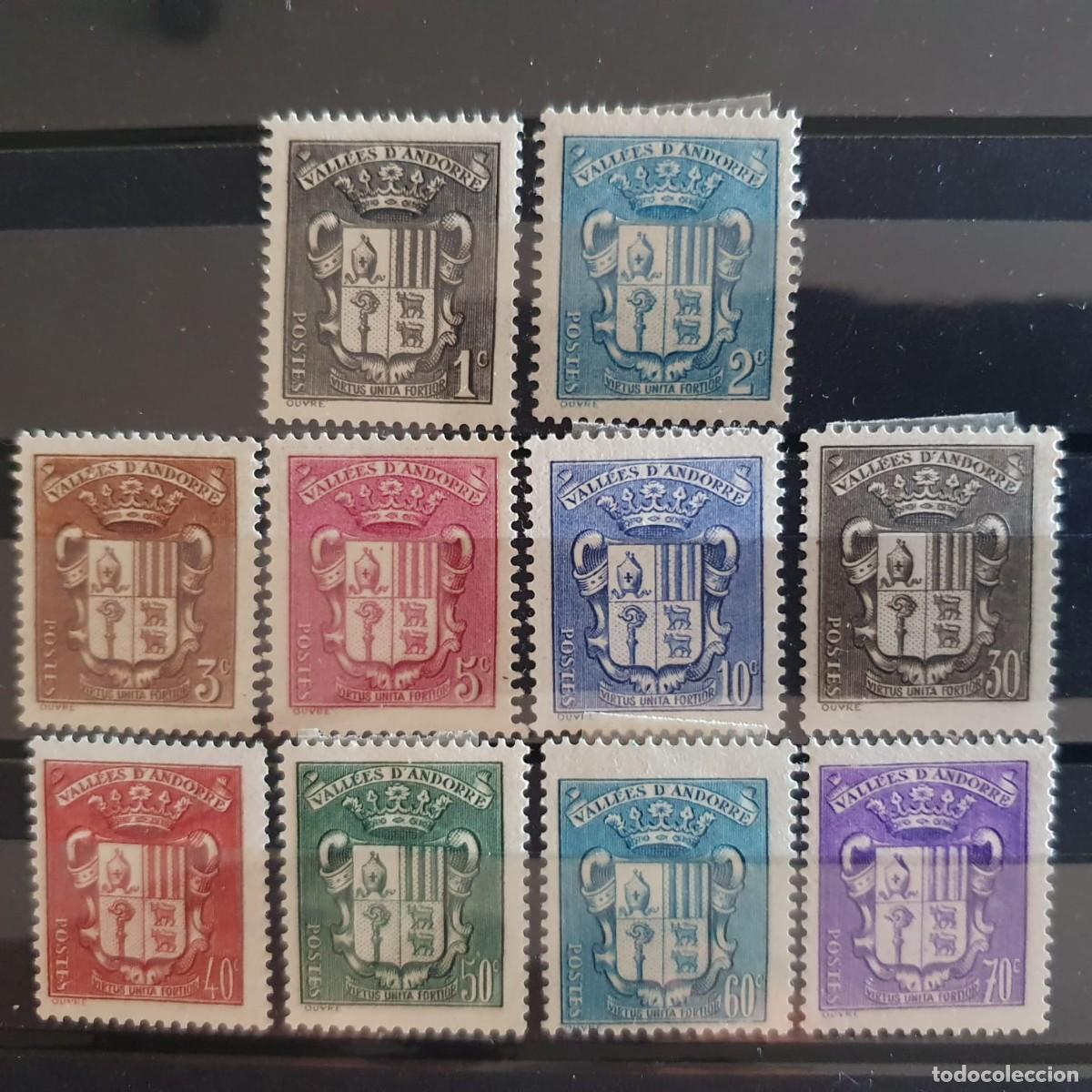 Timbres: ANDORRA FRANCESA 1937 LOTE 10 SELLOS ESCUDOS *