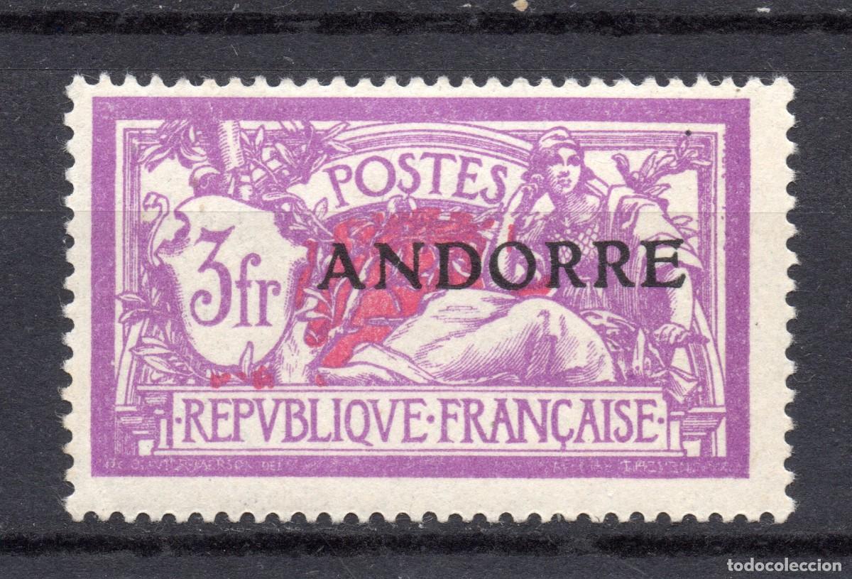 Sellos: ANDORRA FRANCESA (FRENCH) 1931 YVERT 20 - (3 FR) NUEVO CON SE&Ntilde;AL - MH SIGNED