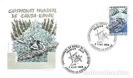 Sellos: Andorra y Campeonato Mundial de Kayak FDC 1969 (6335)