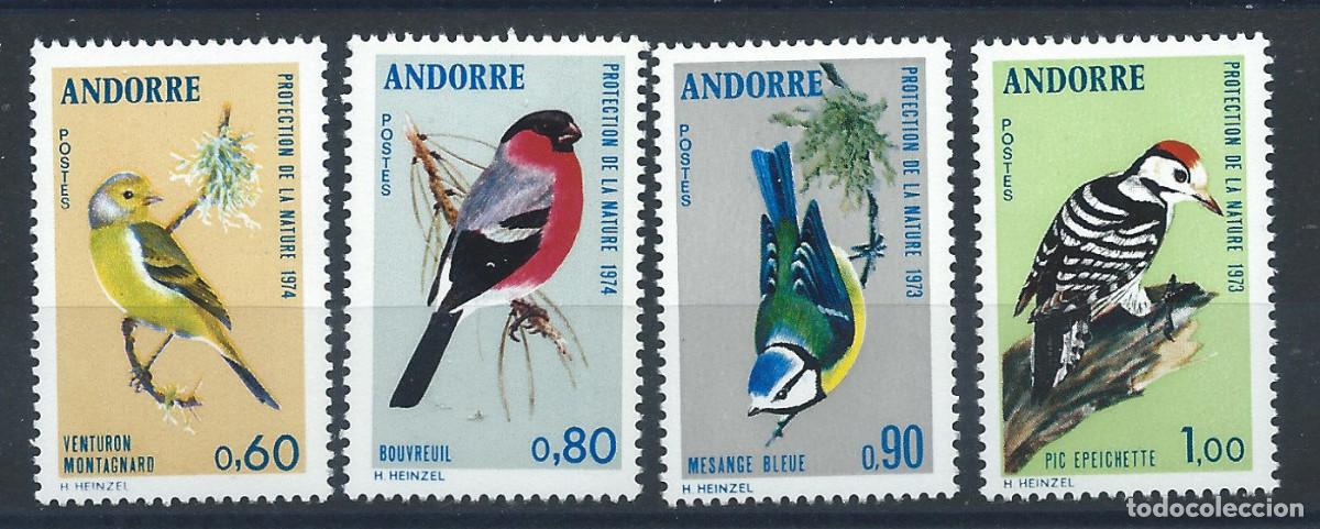 Sellos: Andorre N&deg;232/33 + 240/41** (MNH) 1973/74 - Faune &rdquo;Oiseaux&rdquo;