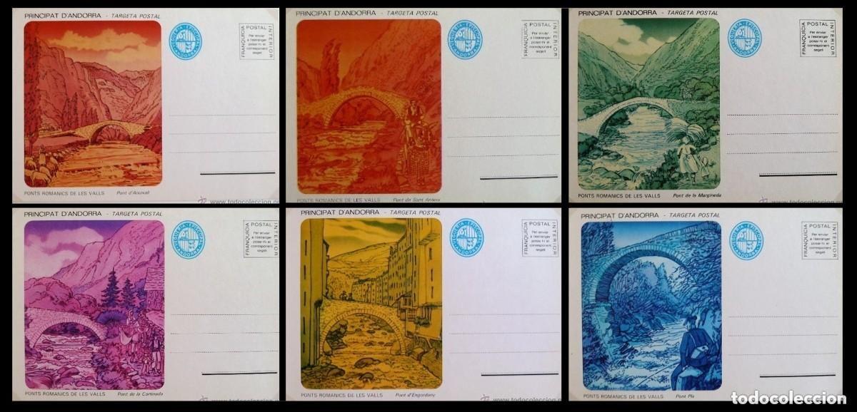 Sellos: ANDORRA 1984 - JUEGO DE 6 POSTALES DE LA VEGUERIA EPISCOPAL FRANQUICIA - PUENTES DE ANDORRA