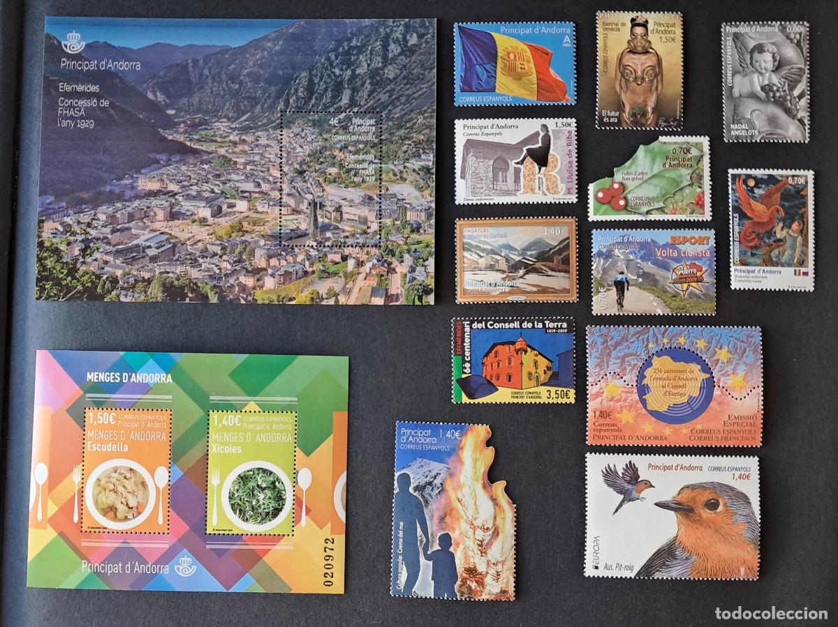 Sellos: Andorra A&ntilde;o Completo 2019. Quince (15) sellos. Valor facial 22,67 euros.