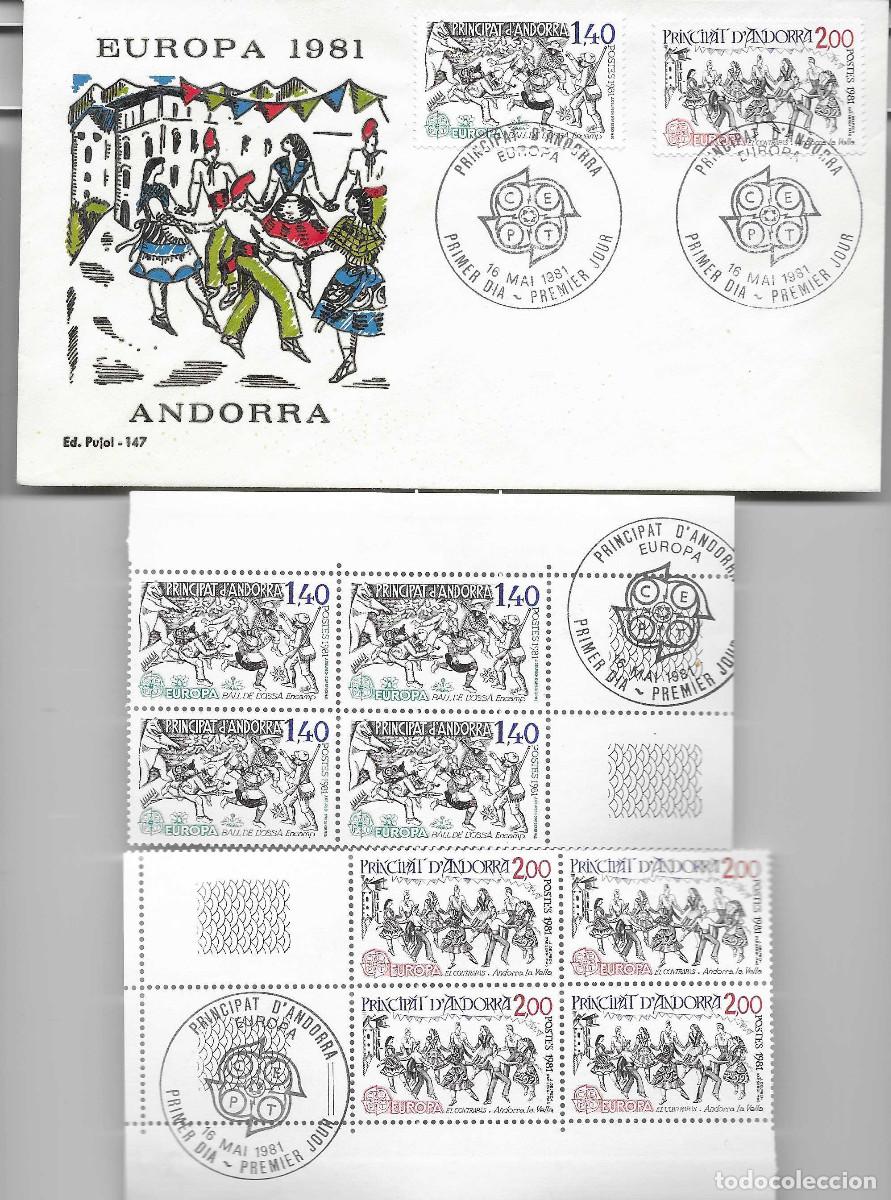 Sellos: Sobre primer d&iacute;a y sellos de Andorra correo franc&eacute;s. 1981
