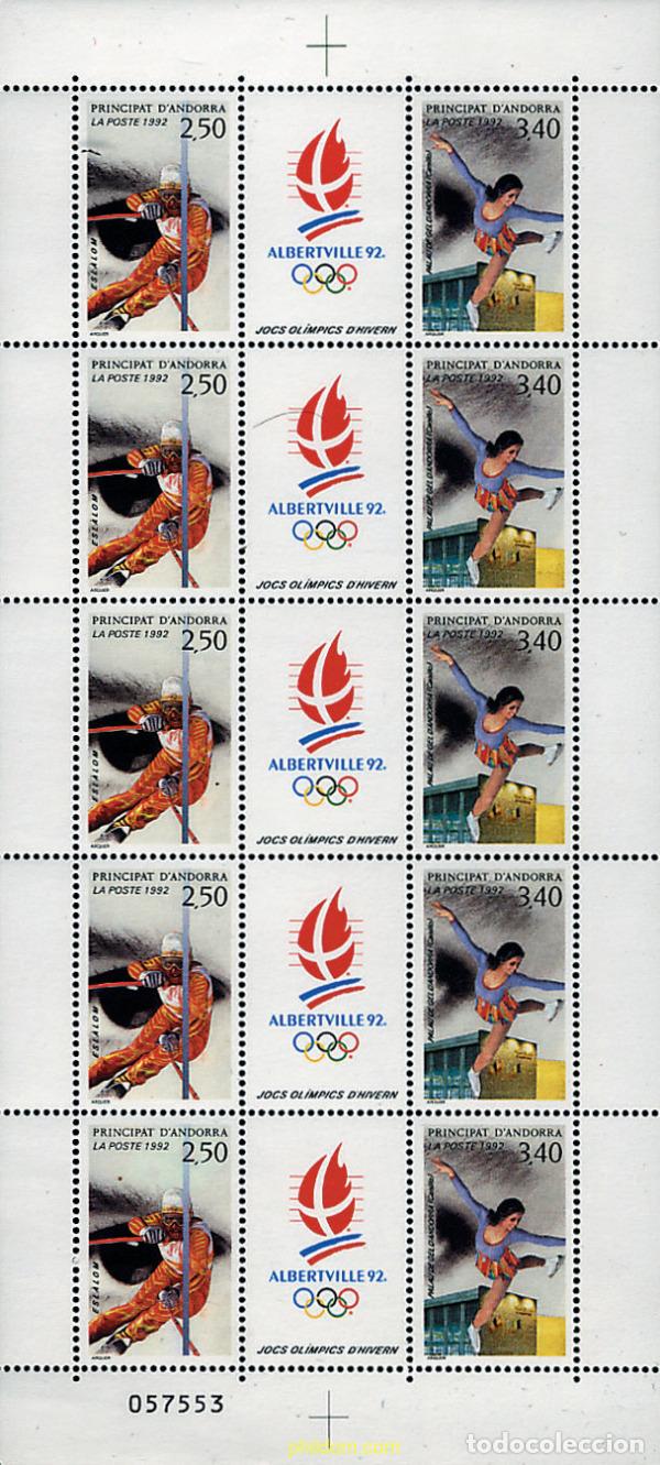 Sellos: 9287 MNH ANDORRA. Adm&oacute;n francesa 1992 16 JUEGOS OLIMPICOS INVIERNO ALBERTVILLE 1992