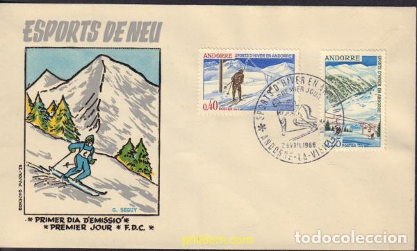 Sellos: 376064 MNH ANDORRA. Adm&oacute;n francesa 1966 DEPORTES DE INVIERNO