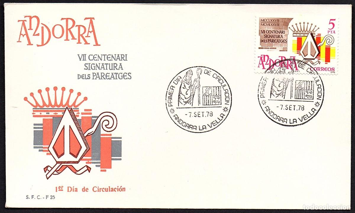 Sellos: SOBRE PRIMER DIA ANDORRA - VII CENT. GISNATURA DELS PAREATGES - A&Ntilde;O 1978