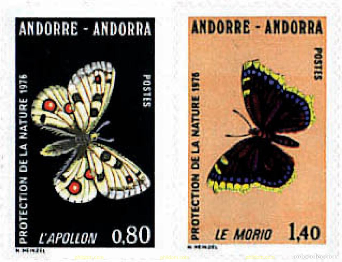 Sellos: 77713 MNH ANDORRA. Adm&oacute;n francesa 1976 MARIPOSAS