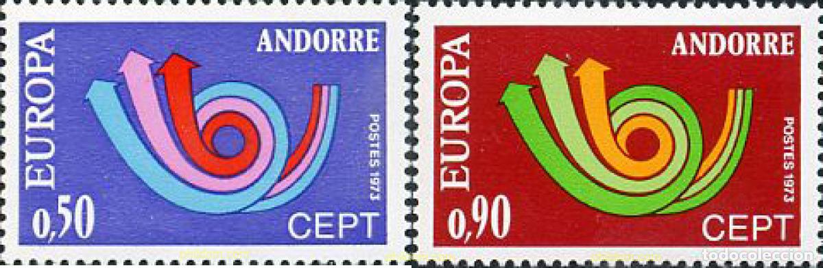 Sellos: 62234 MNH ANDORRA. Adm&oacute;n francesa 1973 EUROPA CEPT. CORNETA POSTAL