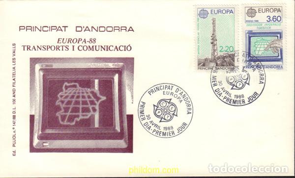 Sellos: 576720 MNH ANDORRA. Adm&oacute;n francesa 1988 EUROPA CEPT. TRANSPORTE Y MEDIOS DE COMUNICACION