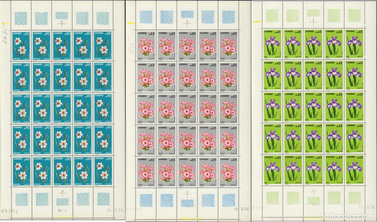 Sellos: 576974 MNH ANDORRA. Adm&oacute;n francesa 1974 FLORES DE LOS VALLES DE ANDORRA