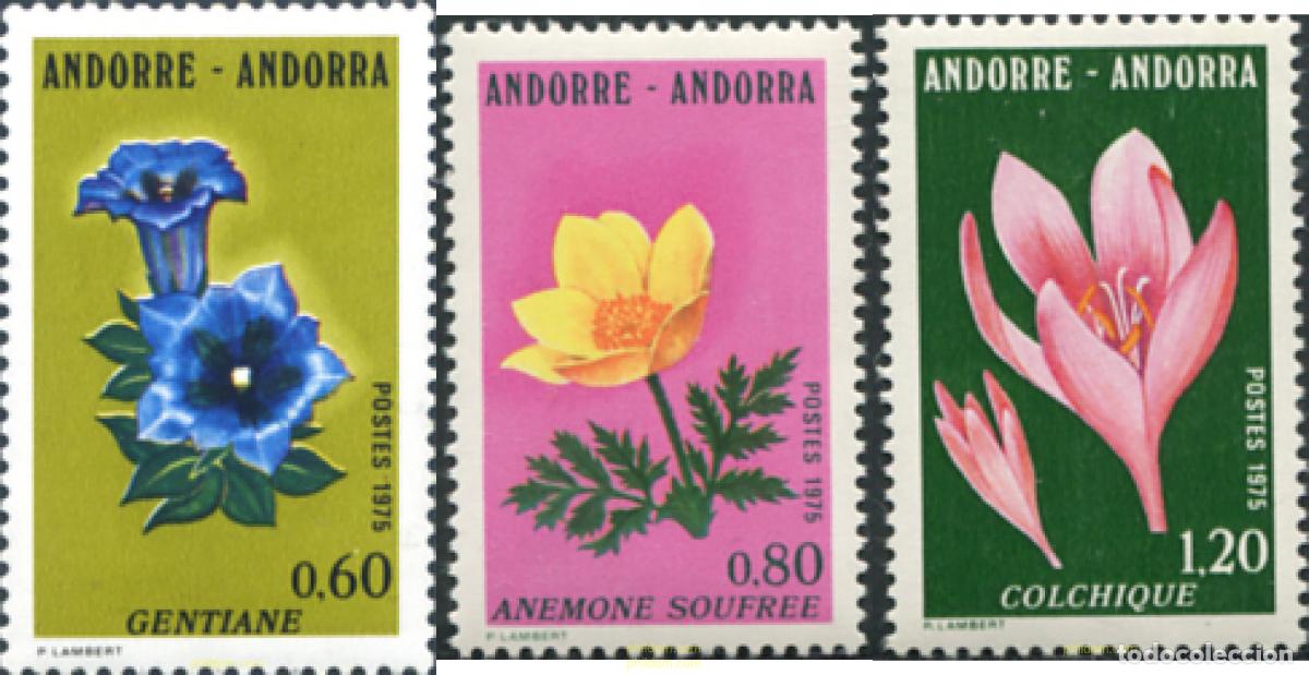 Sellos: 80435 MNH ANDORRA. Adm&oacute;n francesa 1975 FLORES DE LOS VALLES DE ANDORRA