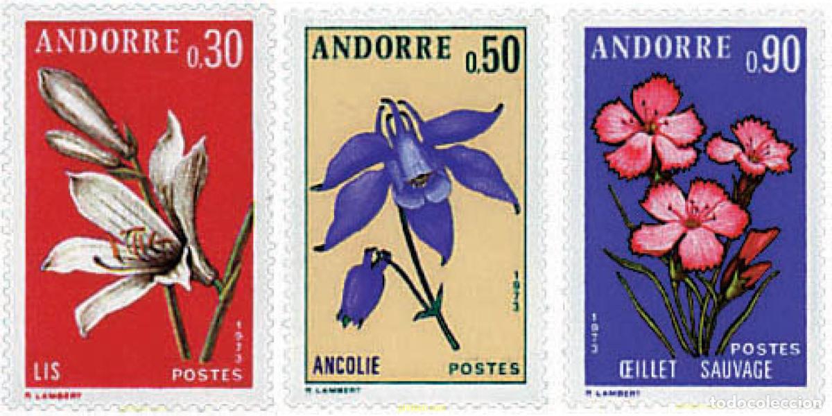 Sellos: 97970 MNH ANDORRA. Adm&oacute;n francesa 1973 FLORES DE LOS VALLES DE ANDORRA