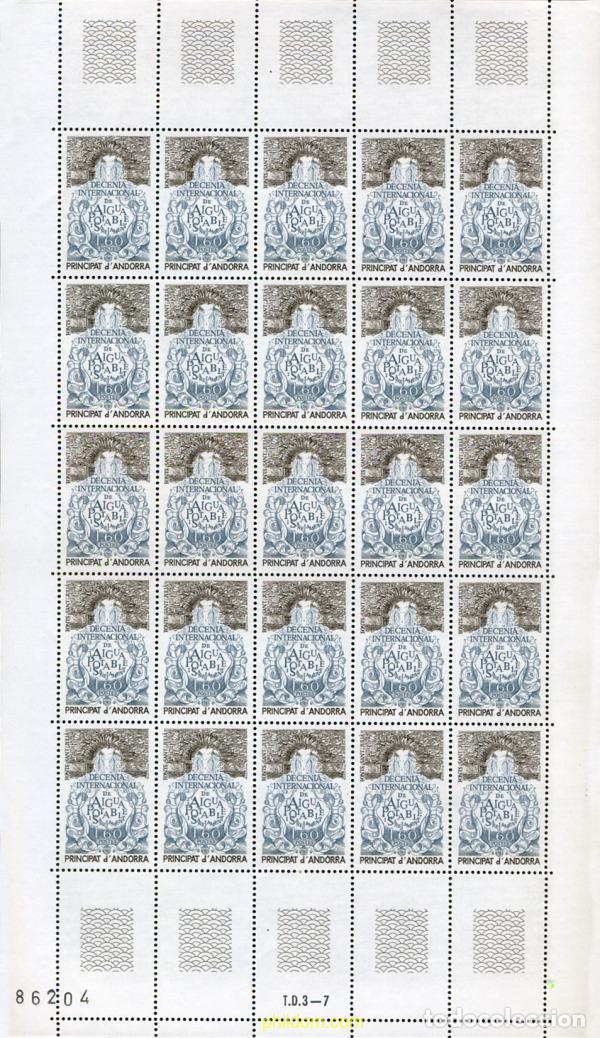 Sellos: 305414 MNH ANDORRA. Adm&oacute;n francesa 1981 DECENIO INTERNACIONAL DE AGUA POTABLE