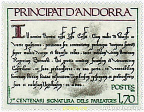 Sellos: 46047 MNH ANDORRA. Adm&oacute;n francesa 1978 7 CENTENARIO DE LA FIRMA DE LOS PAREATGES