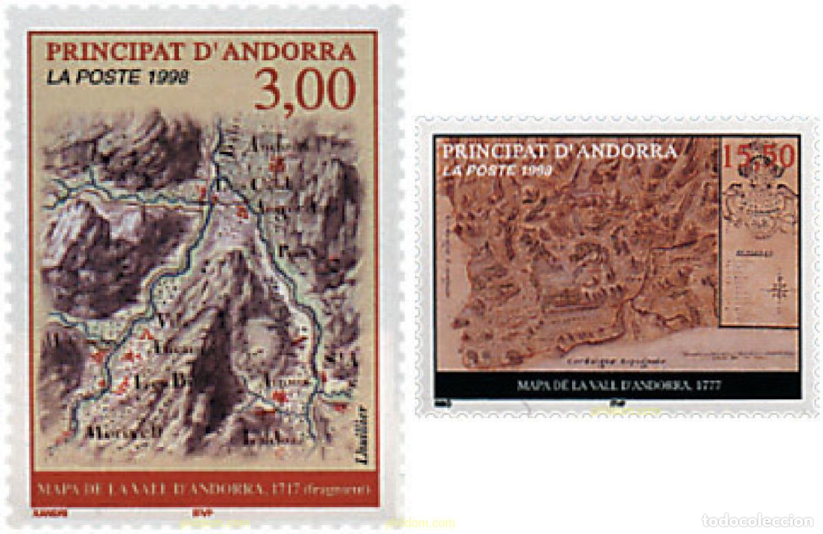 Timbres: 46132 MNH ANDORRA. Adm&oacute;n francesa 1998 MAPAS DEL PRINCIPADO