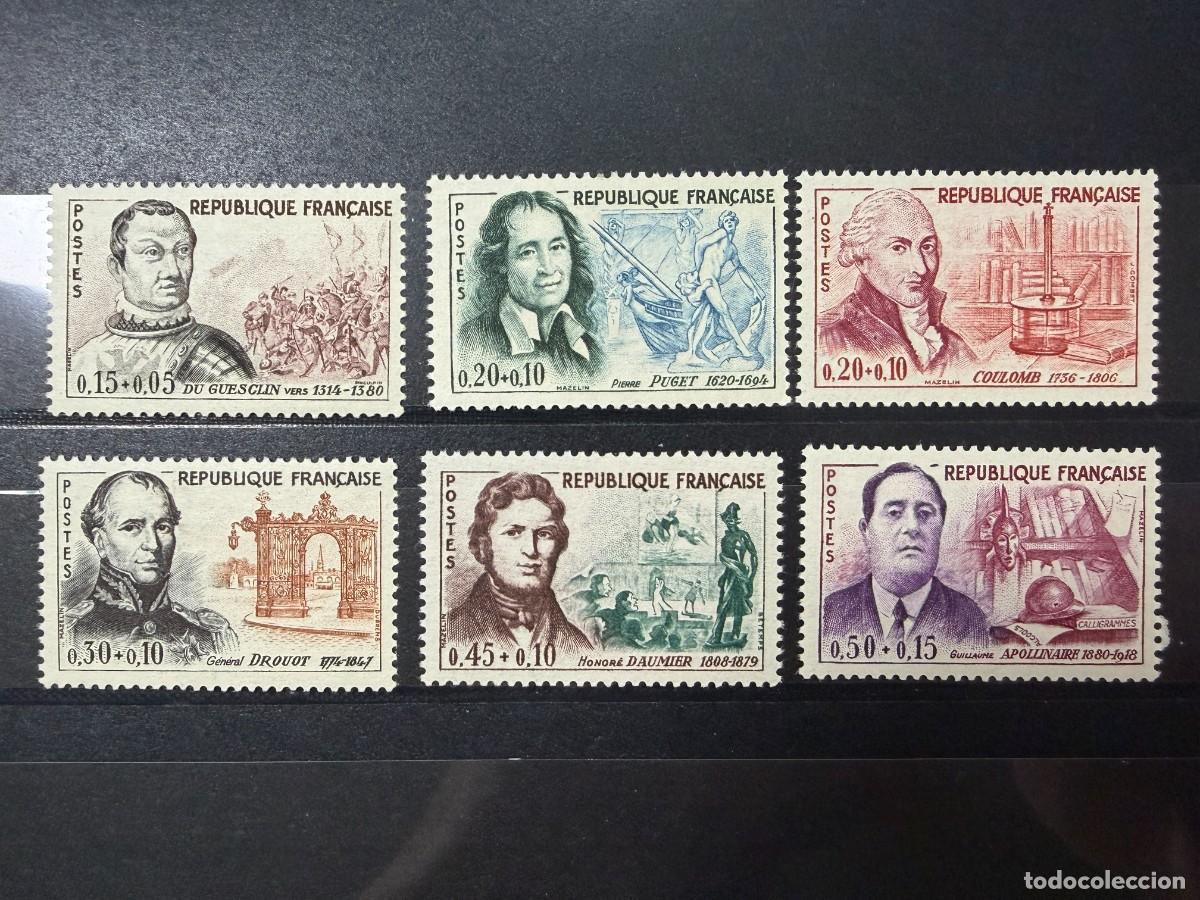Sellos: FRANCIA, 1961. YVERT 1295/1300. PERSONAJES FAMOSOS. SERIE COMPLETA. NUEVOS. SIN FIJASELLOS
