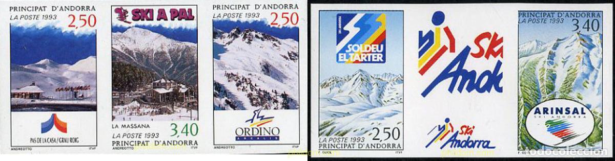 Sellos: 203091 MNH ANDORRA. Adm&oacute;n francesa 1993 ESTACIONES DE ESQUI