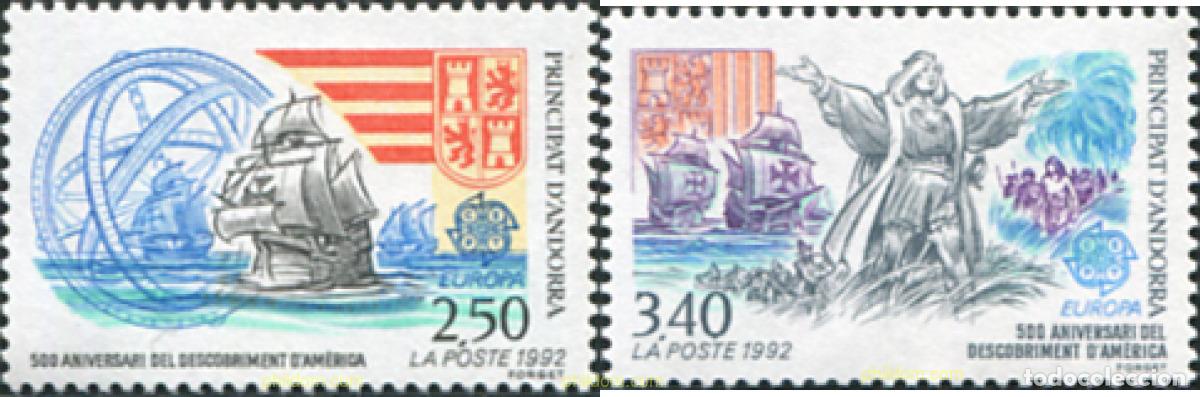 Sellos: 62806 MNH ANDORRA. Adm&oacute;n francesa 1992 EUROPA CEPT. 500 ANIVERSARIO DEL DESCUBRIMIENTO DE AMERICA