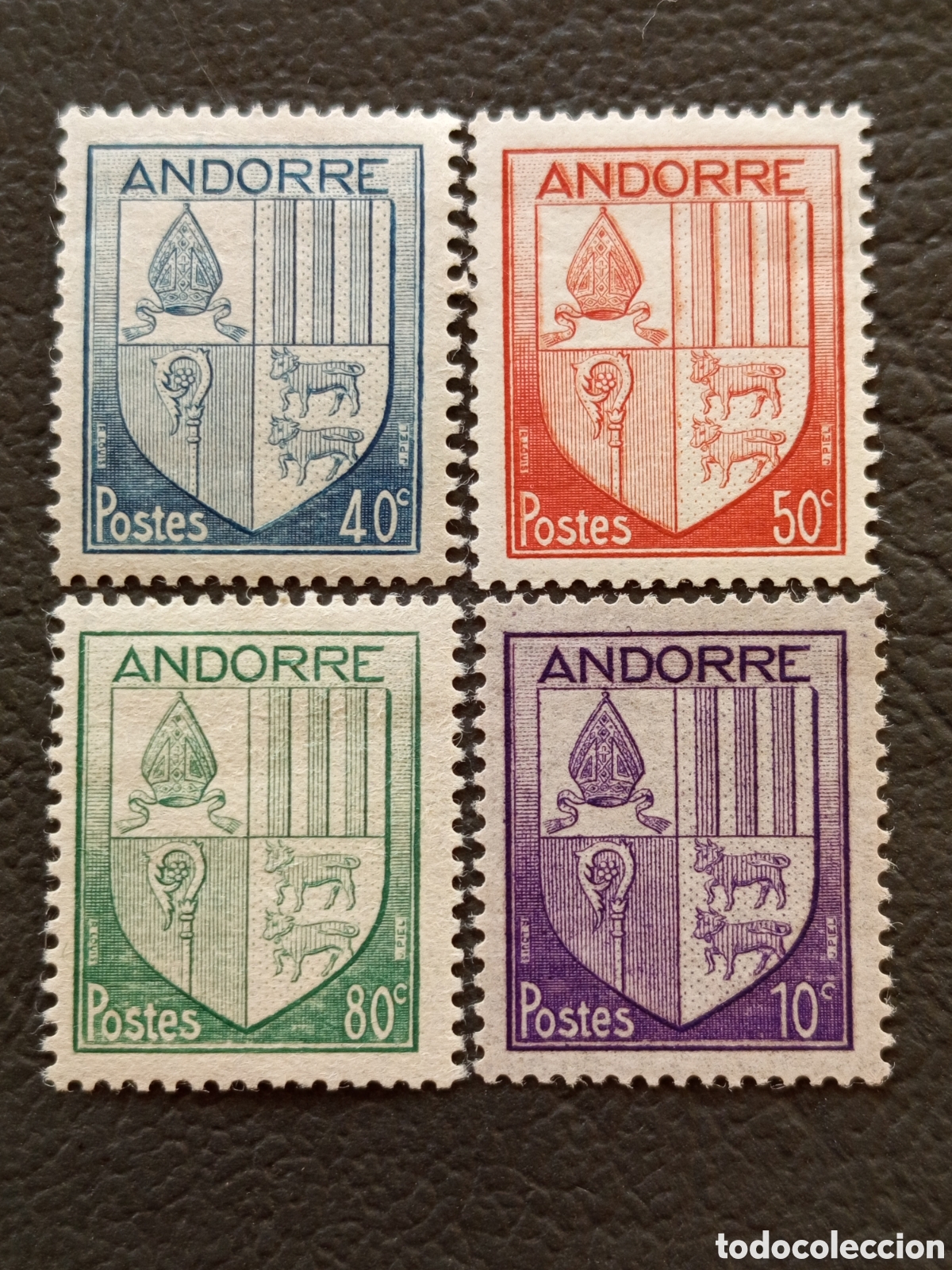 Sellos: Andorra Francesa 1944 Armoiries Yvert 93-99 Lote 4 Valores MH