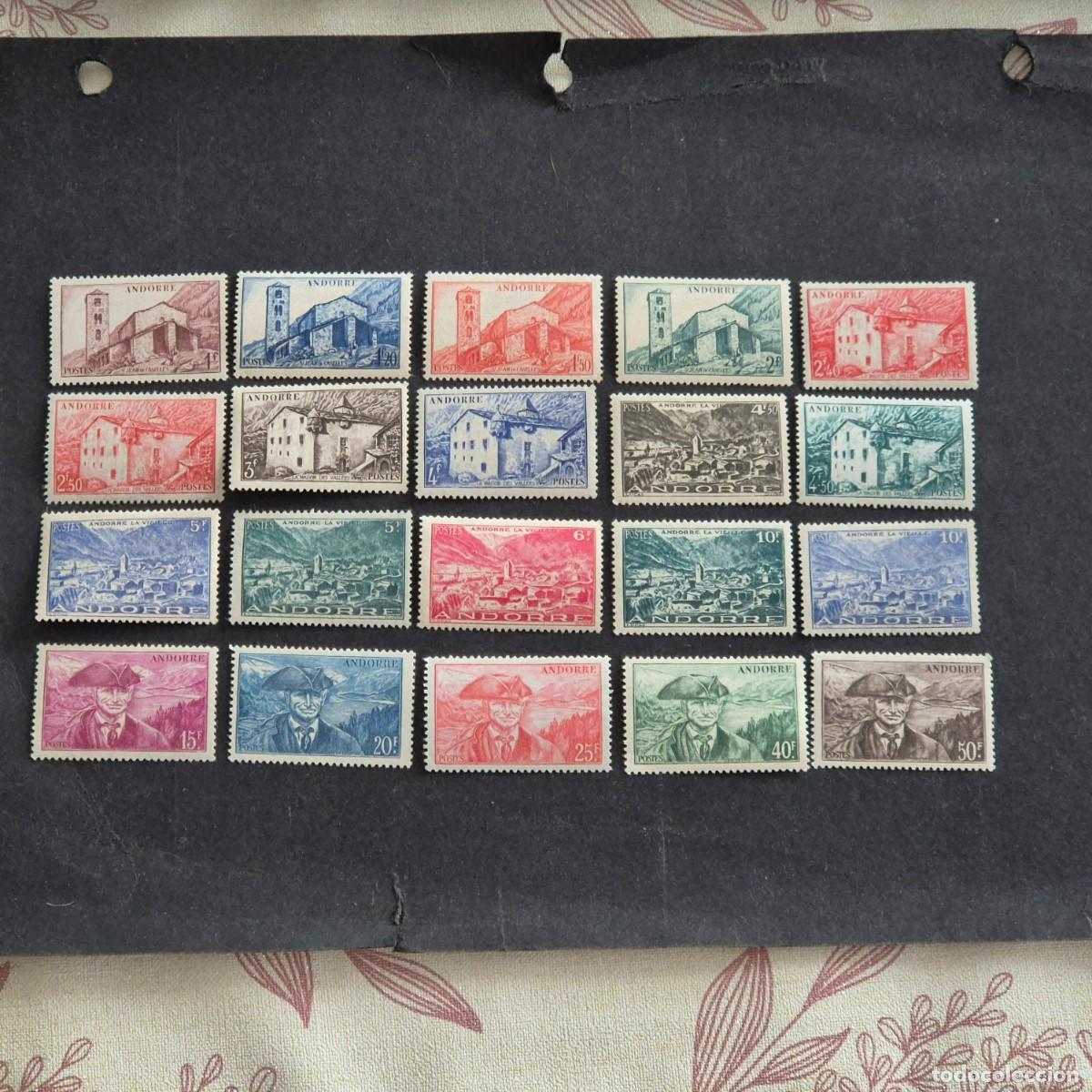 Sellos: ANDORRA, CORREO FRANC&Eacute;S, 1944-1946, PAISAJES, EDIFIL 95-121*, NUEVO, GOMA, FIJASE, LEER, ( LOTE AB )