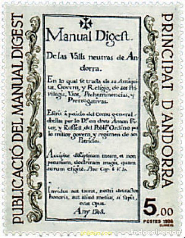 Francobolli: 46077 MNH ANDORRA. Adm&oacute;n francesa 1986 BICENTENARIO DE LA PRIMERA PUBLICACION DEL &rdquo;MANUAL DIGEST&rdquo;