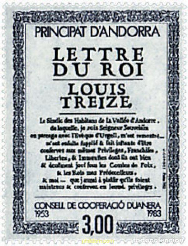 Sellos: 46061 MNH ANDORRA. Adm&oacute;n francesa 1983 300 ANIVERSARIO DEL CONSEJO DE COOPERACION ADUANERA