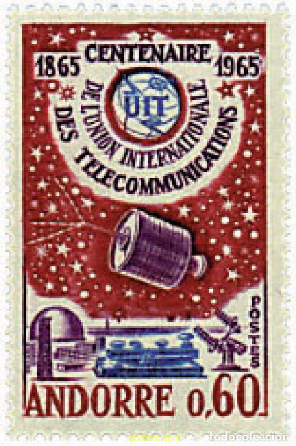 Sellos: 65190 MNH ANDORRA. Adm&oacute;n francesa 1965 CENTENARIO DE LA UNION INTERNACIONAL DE TELECOMUNICACIONES