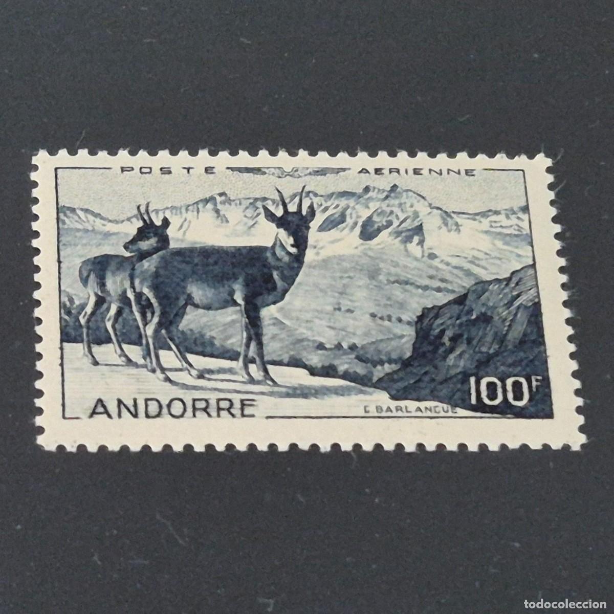Francobolli: ANDORRA, CORREO FRANCES, 1950, PAISAJE, EDIFIL 141*, NUEVO, GOMA, SE&Ntilde;AL FIJASELLO