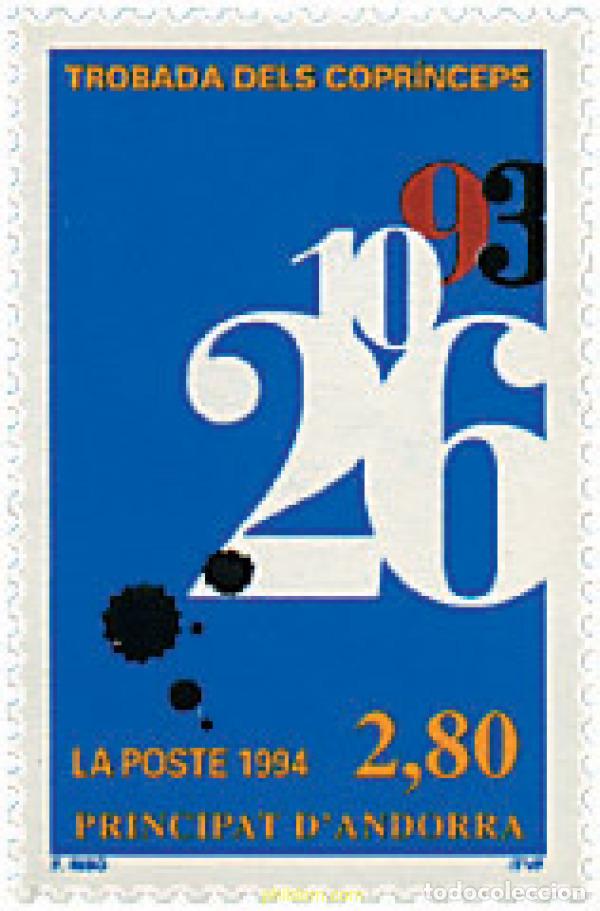 Sellos: 46115 MNH ANDORRA. Adm&oacute;n francesa 1994 ENCUENTRO DE LOS CO-PRINCIPES
