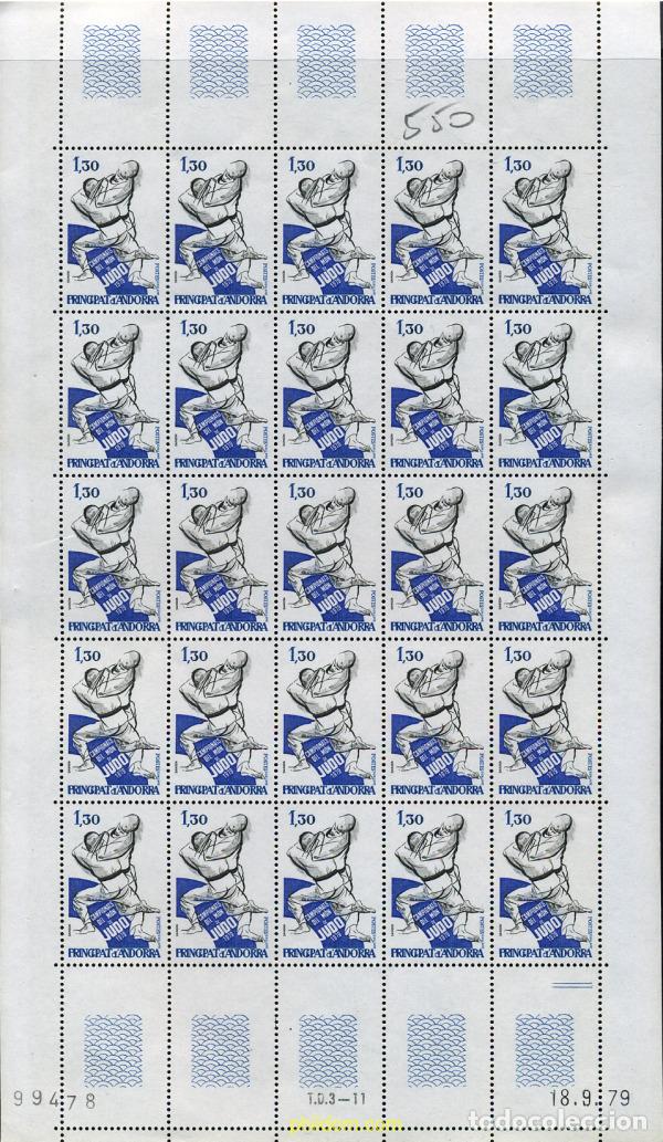 Sellos: 285338 MNH ANDORRA. Adm&oacute;n francesa 1979 CAMPEONATOS DEL MUNDO DE JUDO, PARIS