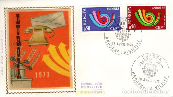 Sellos: 686598 MNH ANDORRA. Adm&oacute;n francesa 1973 EUROPA CEPT. CORNETA POSTAL