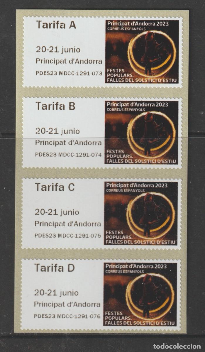 Sellos: Spanish Andorra 2023 - ATM Falles del solstici d'estiu strip mnh**