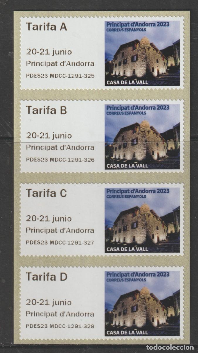 Sellos: Andorra espa&ntilde;ola 2023 - ATM Casa de la Vall strip mnh**