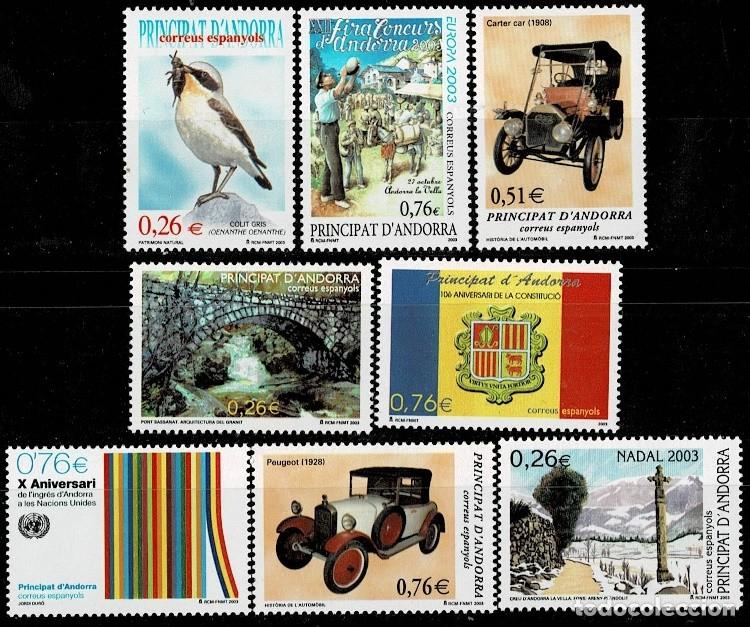 Sellos: Andorra Espa&ntilde;ola A&ntilde;o 2003 Completo Edifil n&ordm; 304-311 Facial 4.33 Sin fijasellos