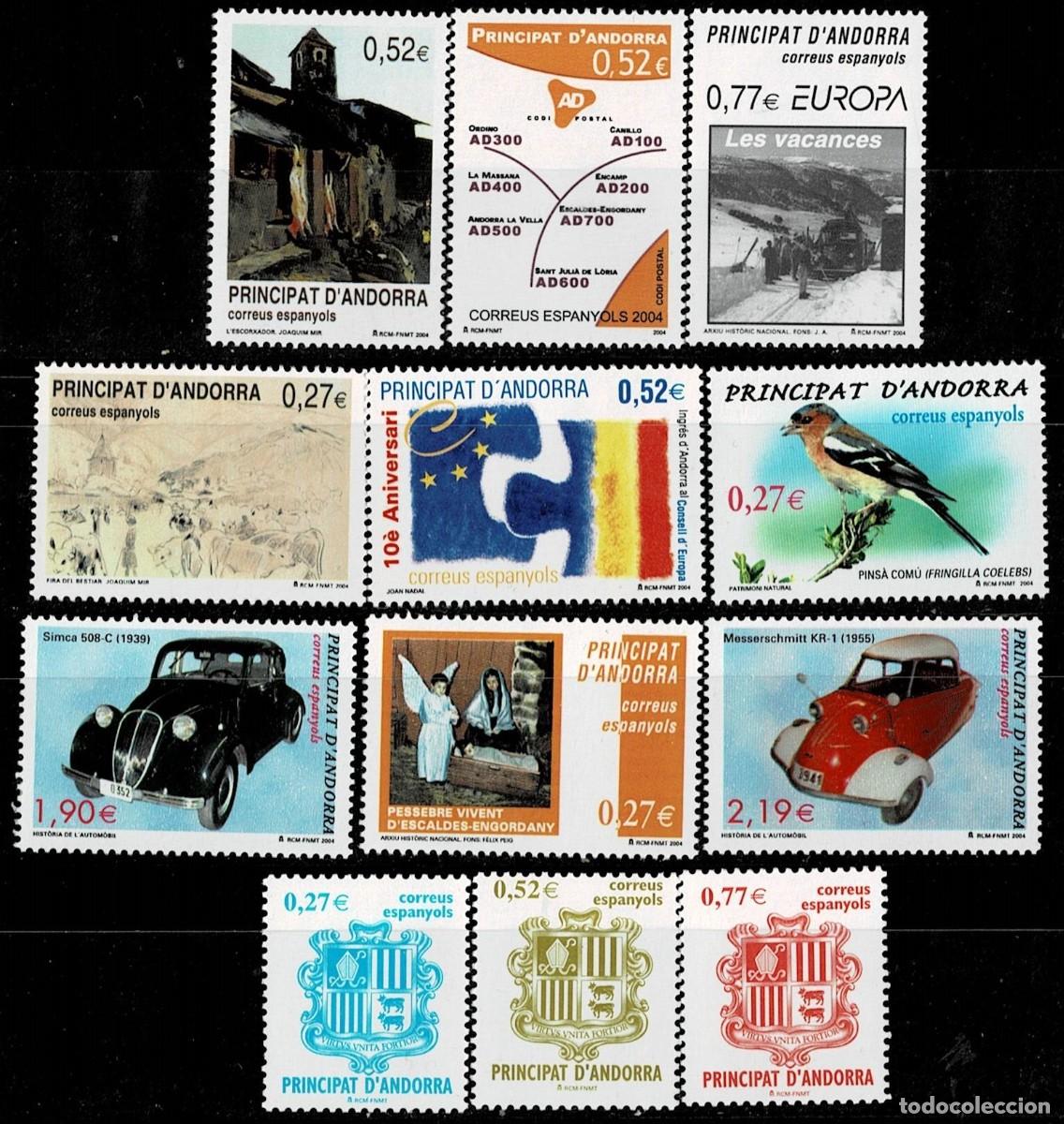 Sellos: Andorra Espa&ntilde;ola A&ntilde;o 2004 completo Edifil n&ordm; 312-323 Facial 8.79 Sin fijasellos
