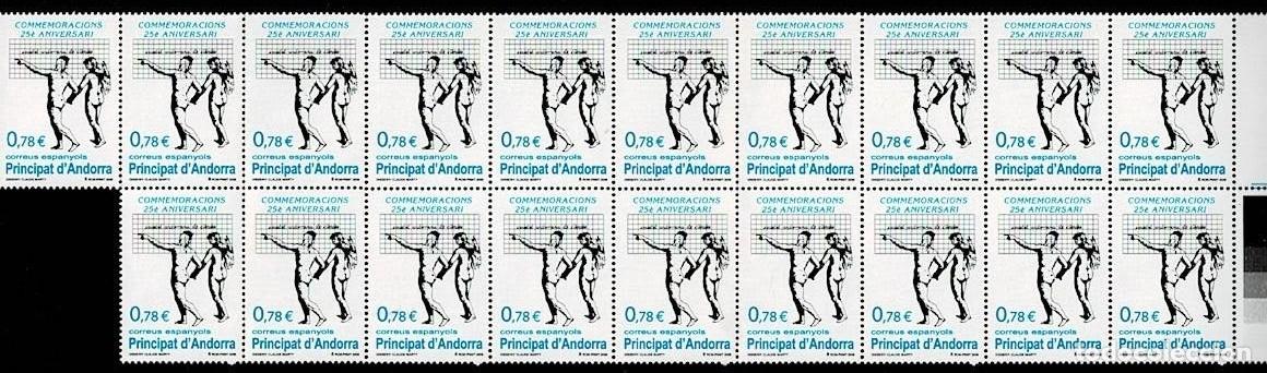 Sellos: Andorra Espa&ntilde;ola A&ntilde;o 2008 Edifil n&ordm; 356 Conjunto de 20 ejemplares (19+1) Facial 15.60 &euro;.