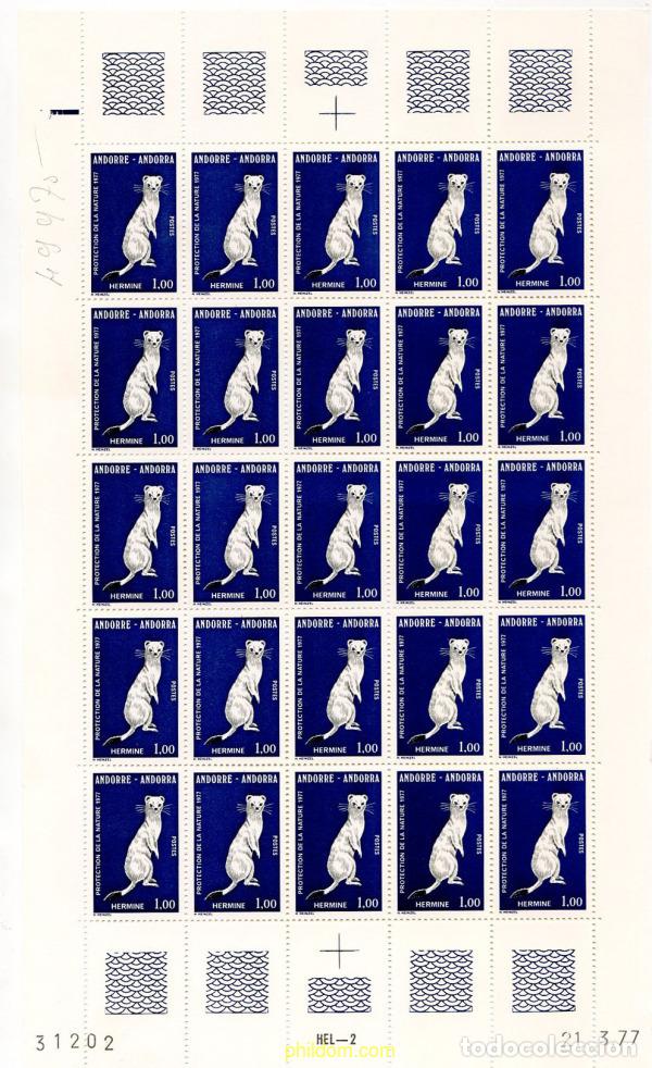 Sellos: 275025 MNH ANDORRA. Adm&oacute;n francesa 1977 PROTECCION DE LA NATURALEZA