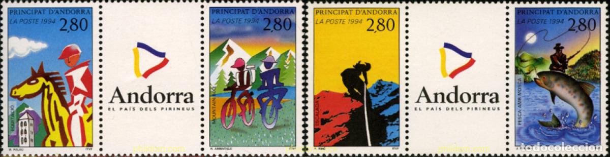 Sellos: 125562 MNH ANDORRA. Adm&oacute;n francesa 1994 TURISMO Y DEPORTE EN ANDORRA